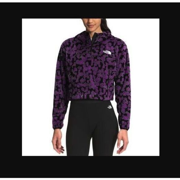 The North Face Women's Sz XL Purple Leopard Print Osito 1/4 Zip Hoodie $119 - Picture 14 of 14